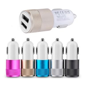 universal metal dual usb car charger 2 port charging travel adapter for ip samsung nokia smartphones