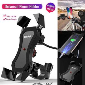 universal motorcycle motorbike mobile phone holder x grip clamp mount usb charge 360° bicycle motorcycle bike phone mount holder