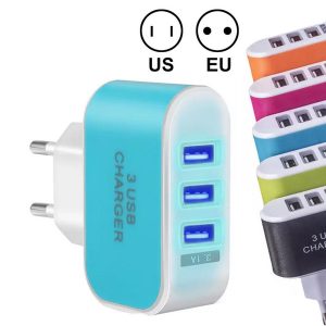 us eu plug 3 usb wall chargers 5v 3.1a led adapter travel convenient power adapter with triple usb ports for smarphones