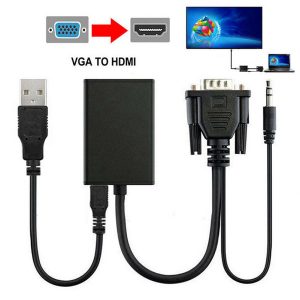 vga male to hdmi output 1080p hd+ audio tv hdtv video cable converter adapter 3e16