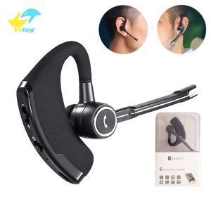 vitog v8s single ear wireless bluetooth headphones volume control in-ear ear hook headset earphones for smartphones