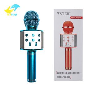 vitog ws858 bluetooth karaoke microphone wireless professional speaker consender handheld microfone radio mikrofon studio record microphone