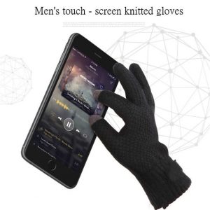 winter men knitted gloves touch screen male mitten thicken warm wool cashmere solid men business gloves autumn