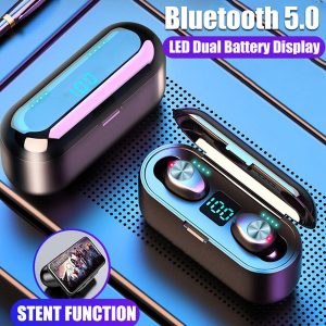 wireless earphone bluetooth v5.0 f9 tws sport wireless bluetooth headphone led display with 2000mah power bank headset earphone