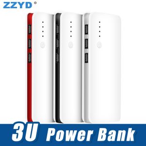 zzyd portable 7500mah power bank external battery pack 3 usb phone charger for ip 6 7 8 samsung s8 note 8