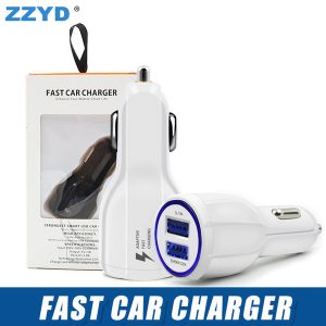 zzyd universal qc 3.0 fast car charger 2 port car charger 2a quick dual usb adaptive for samsung s8 galaxy s7